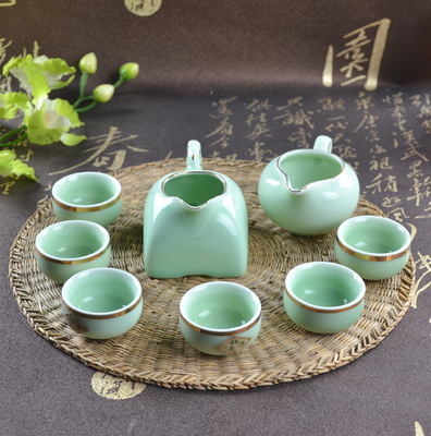 【尚品陶瓷厂专业生产 高档商务馈赠礼品茶具 龙泉青瓷仿古功夫茶具】价格,厂家,图片,茶具套装,福建省德化县尚品陶瓷-